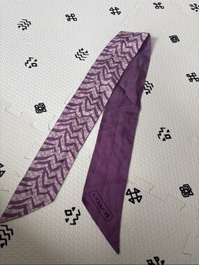 Coach Purple Patterned Silk Twilly Scarf